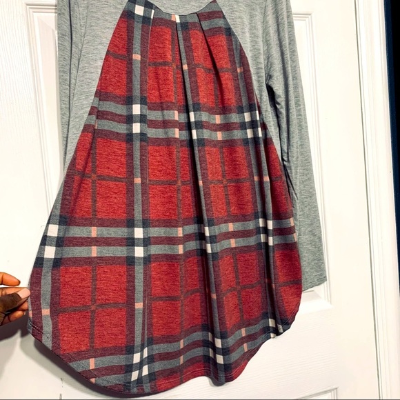 12pm by Moni Ami Gray & plaid long sleeve tunic L - Picture 4 of 6